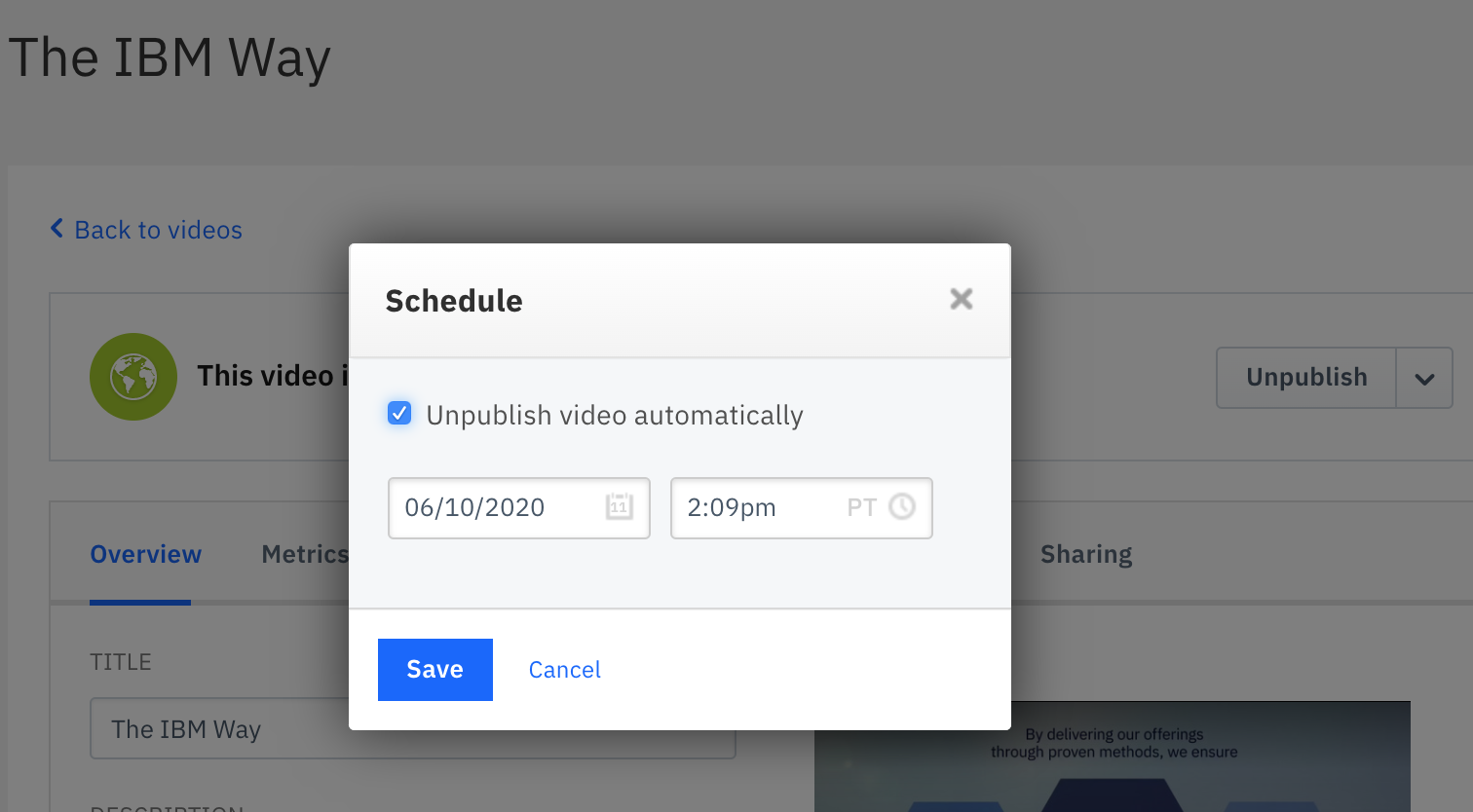 How to set public expiration dates on published videos – IBM Video Streaming